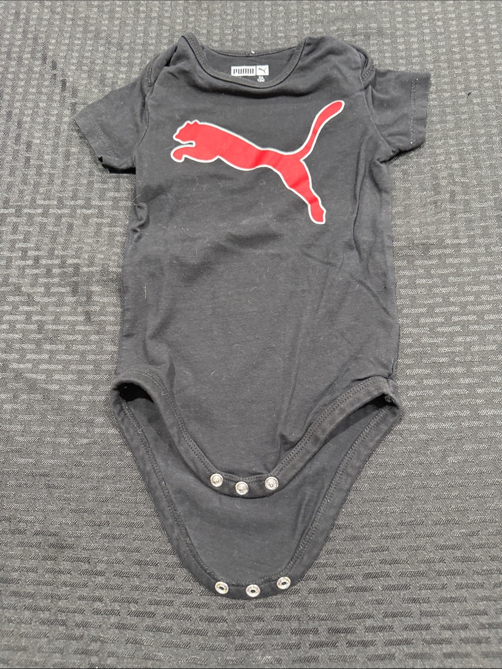 Puma Black Baby One-Piece Bodysuit with Red Puma Logo size 12 months EUC